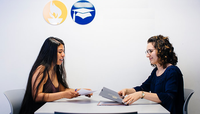 students talking